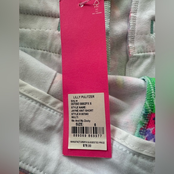 Lilly Pulitzer Pink and Green Bermuda Shorts Vibrant Tropical Print - Picture 4 of 4